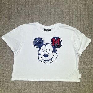 Disney Her Universe Cropped Mickey Mouse Boxy Tee White Size Large